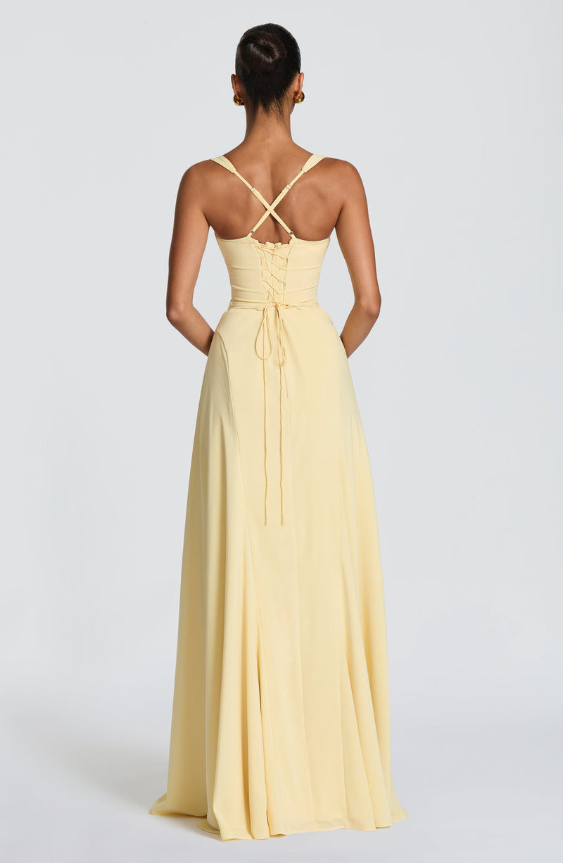 Irene™ - Vestido Largo de Chifón Limón