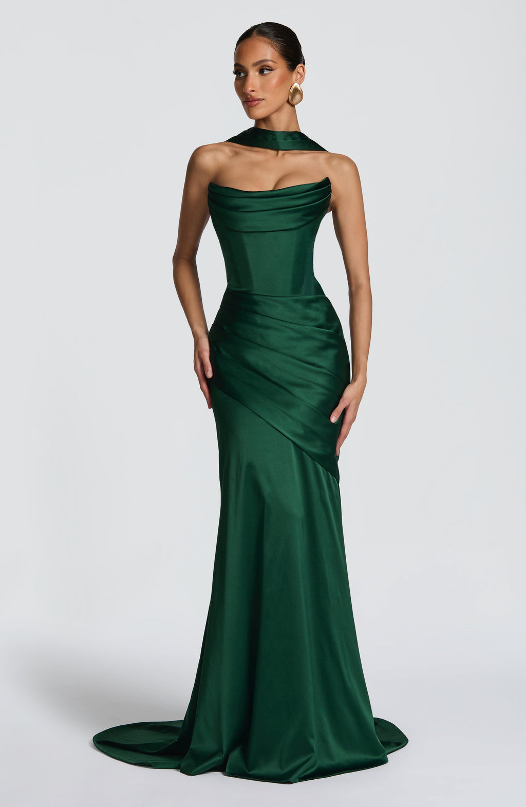 Cristina™ - Vestido Largo con Cola Esmeralda