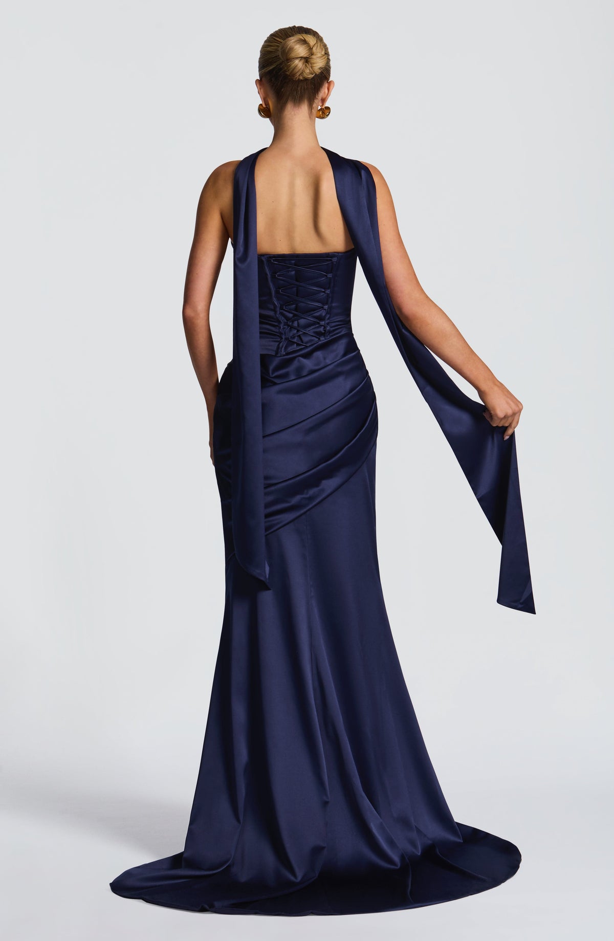 Cristina™ - Vestido Largo con Cola Azul Marino