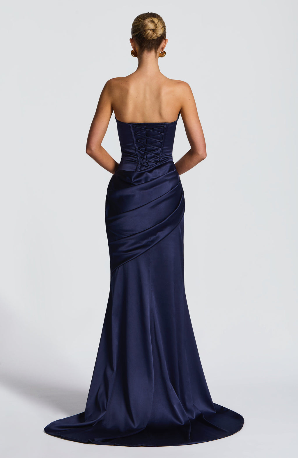 Cristina™ - Vestido Largo con Cola Azul Marino