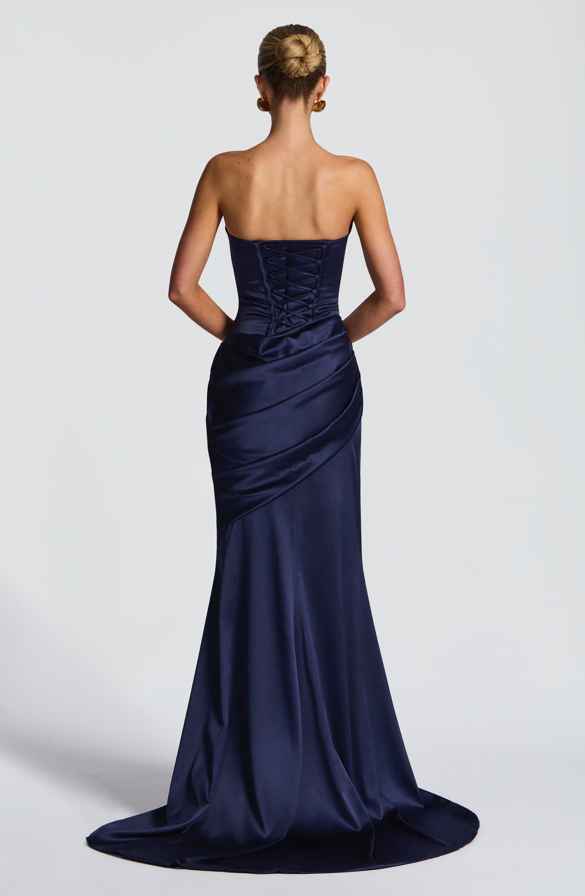 Cristina™ - Vestido Largo con Cola Azul Marino