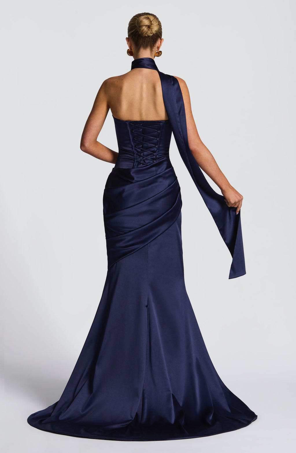 Cristina™ - Vestido Largo con Cola Azul Marino