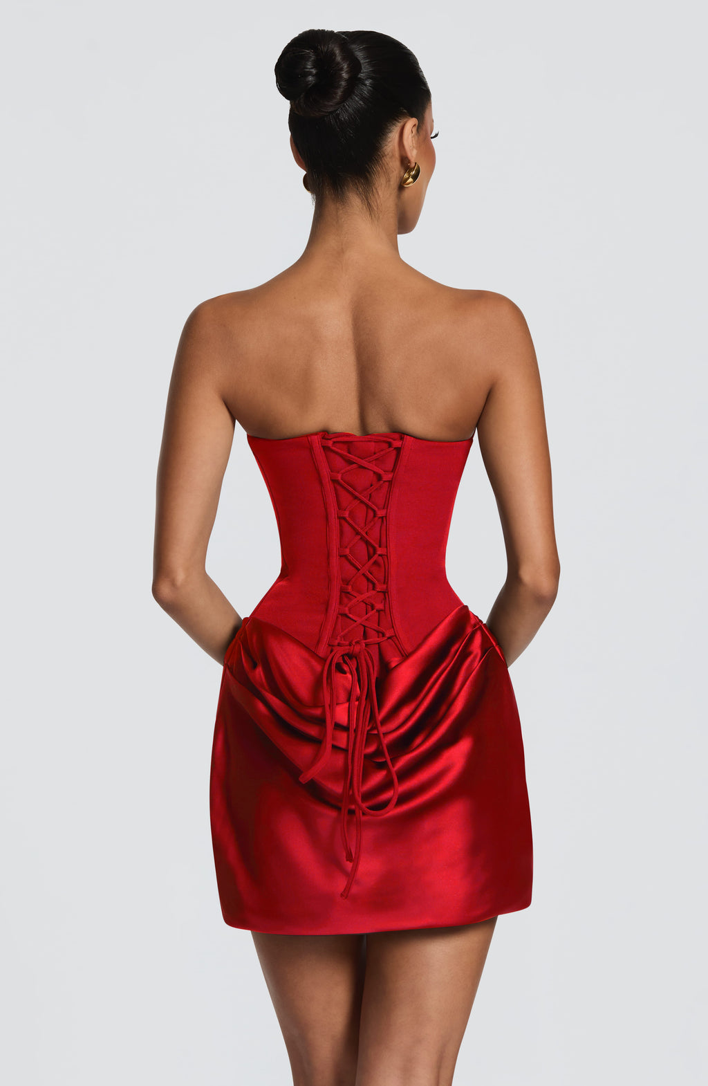 Marta™ - Vestido Corto con Sobrefalda Rojo