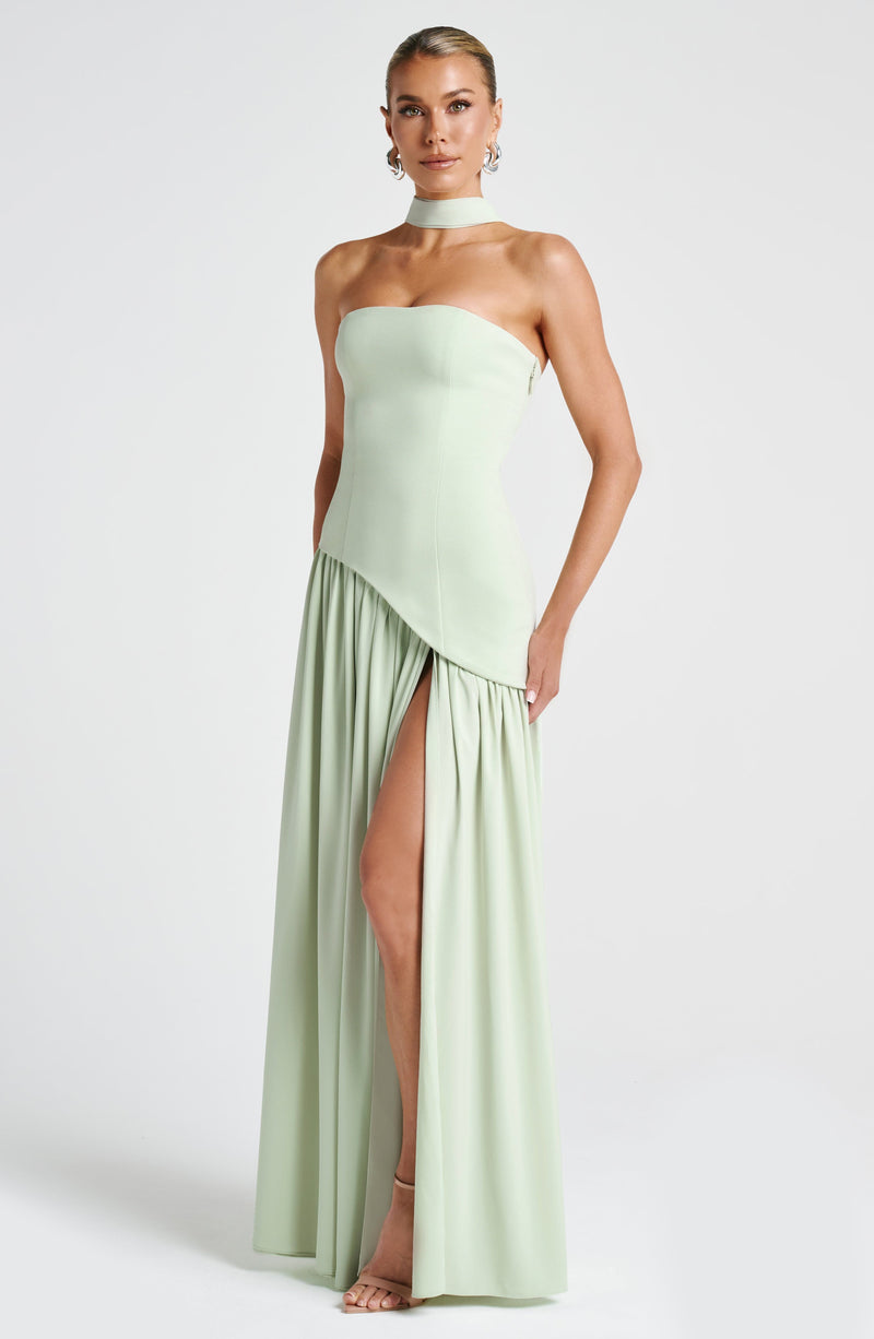 Malena™ - Vestido Largo de Chifón Menta