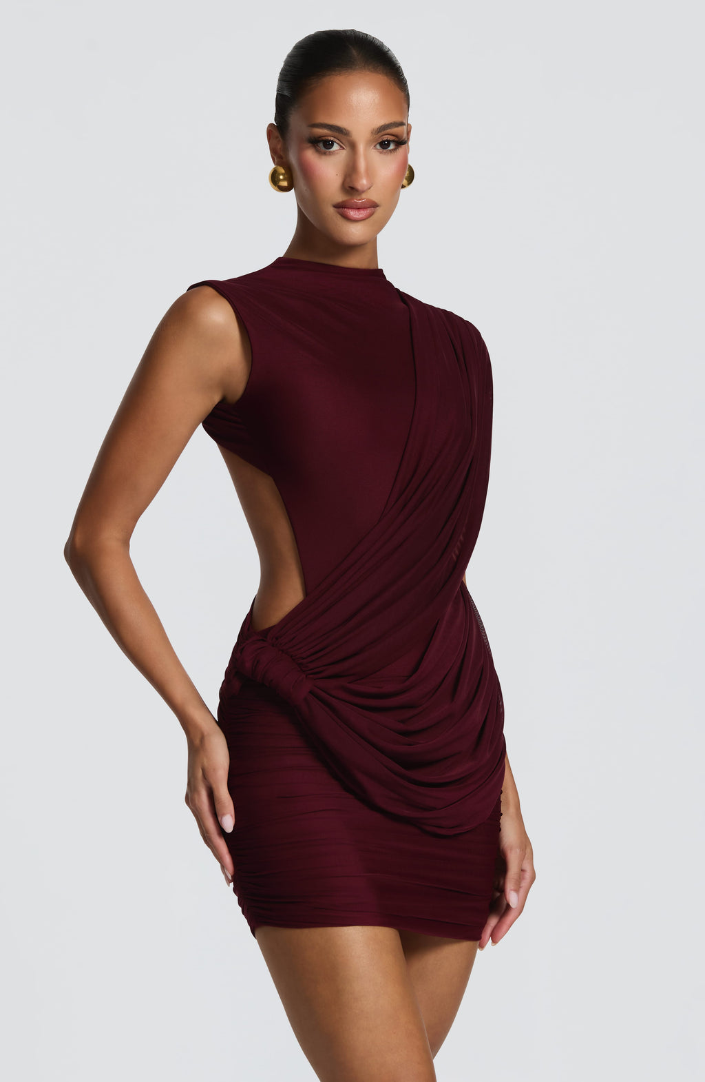 Mireya™ - Vestido Corto de Malla Cereza