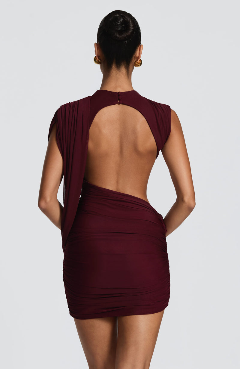Mireya™ - Vestido Corto de Malla Cereza