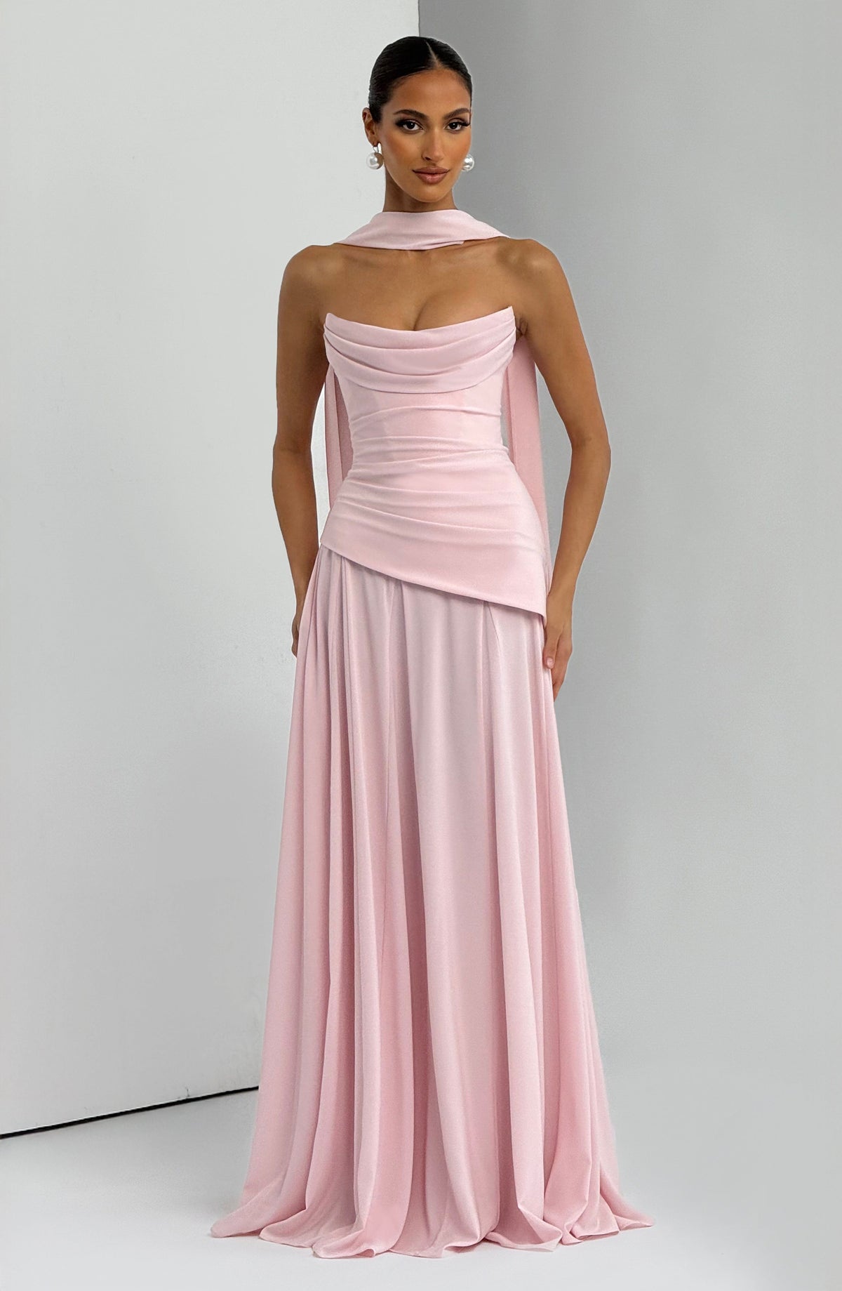 Patricia™ - Vestido Largo de Chifón Rosa