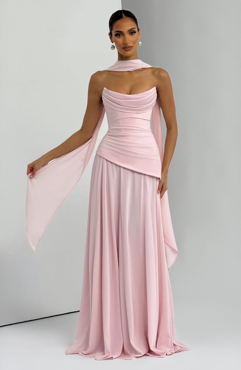 Patricia™ - Vestido Largo de Chifón Rosa