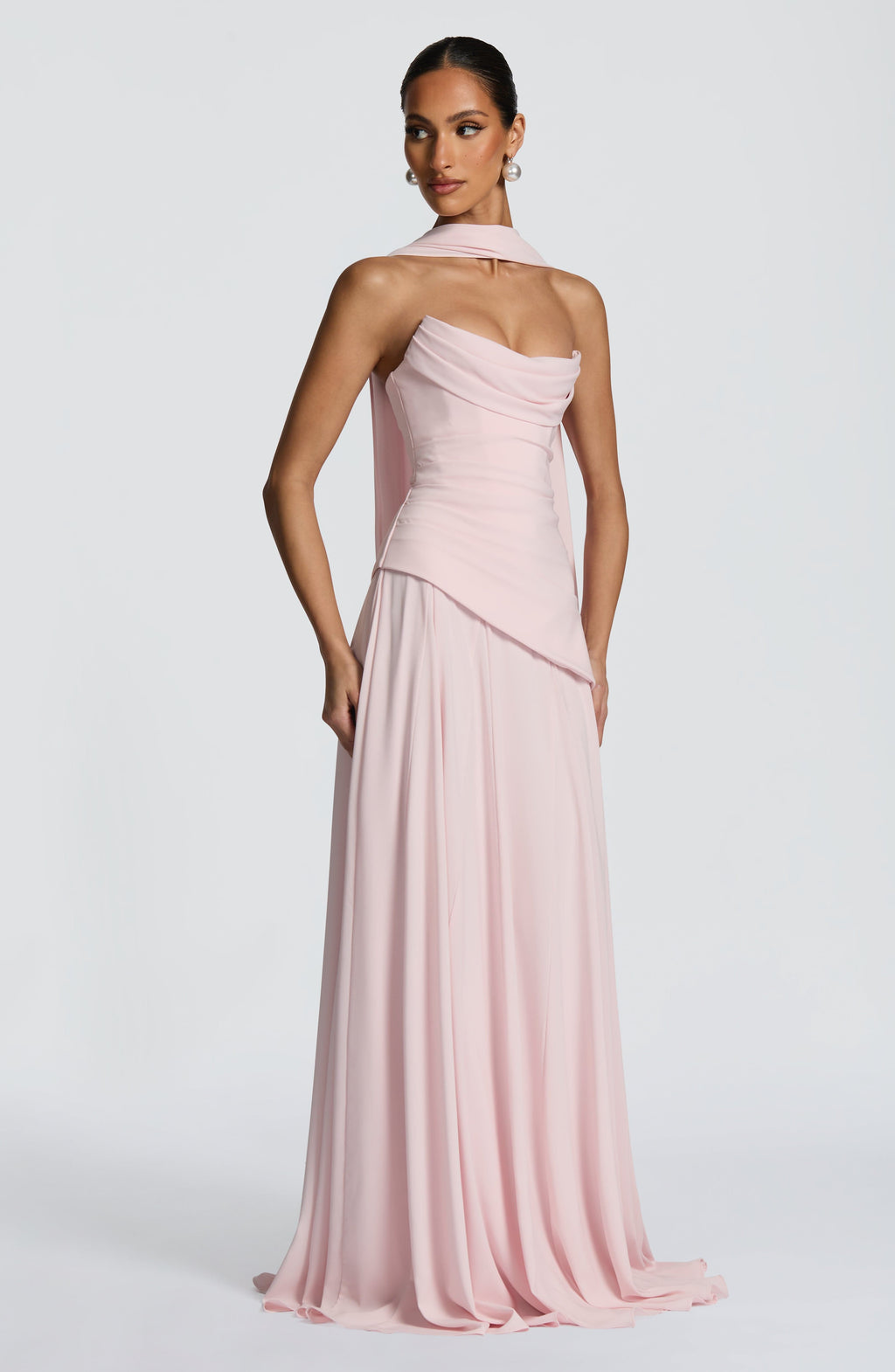 Patricia™ - Vestido Largo de Chifón Rosa