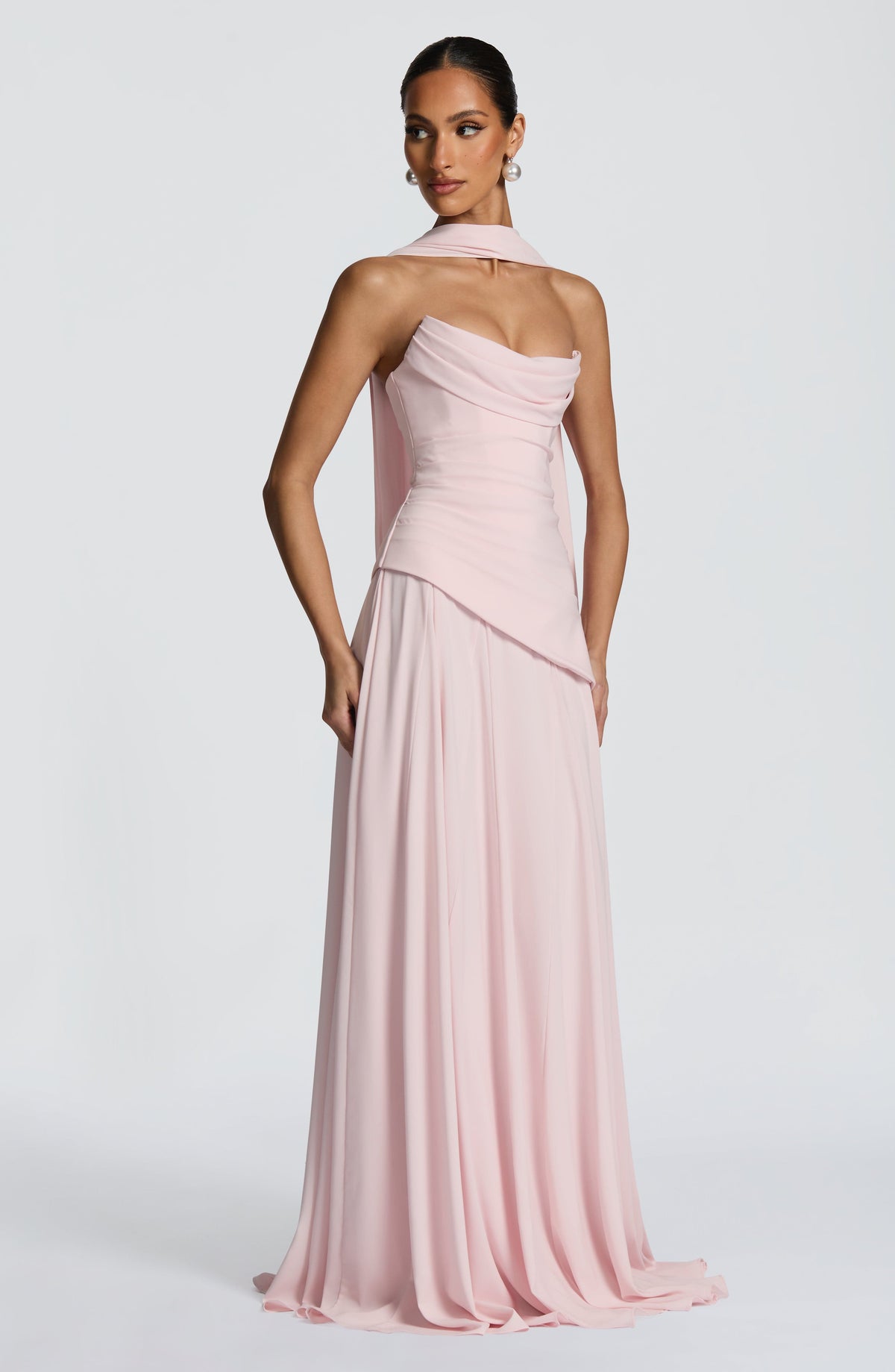 Patricia™ - Vestido Largo de Chifón Rosa