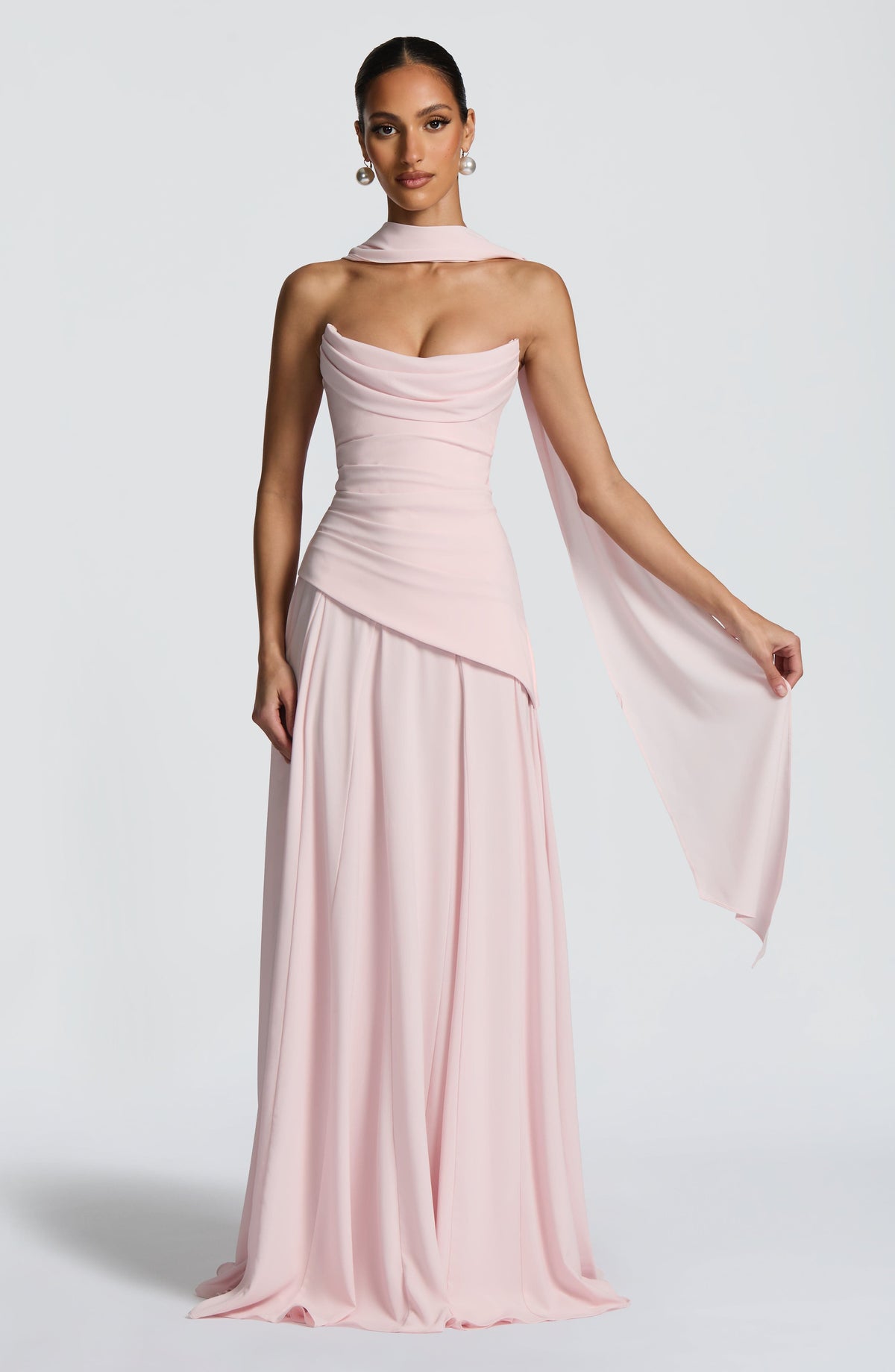 Patricia™ - Vestido Largo de Chifón Rosa