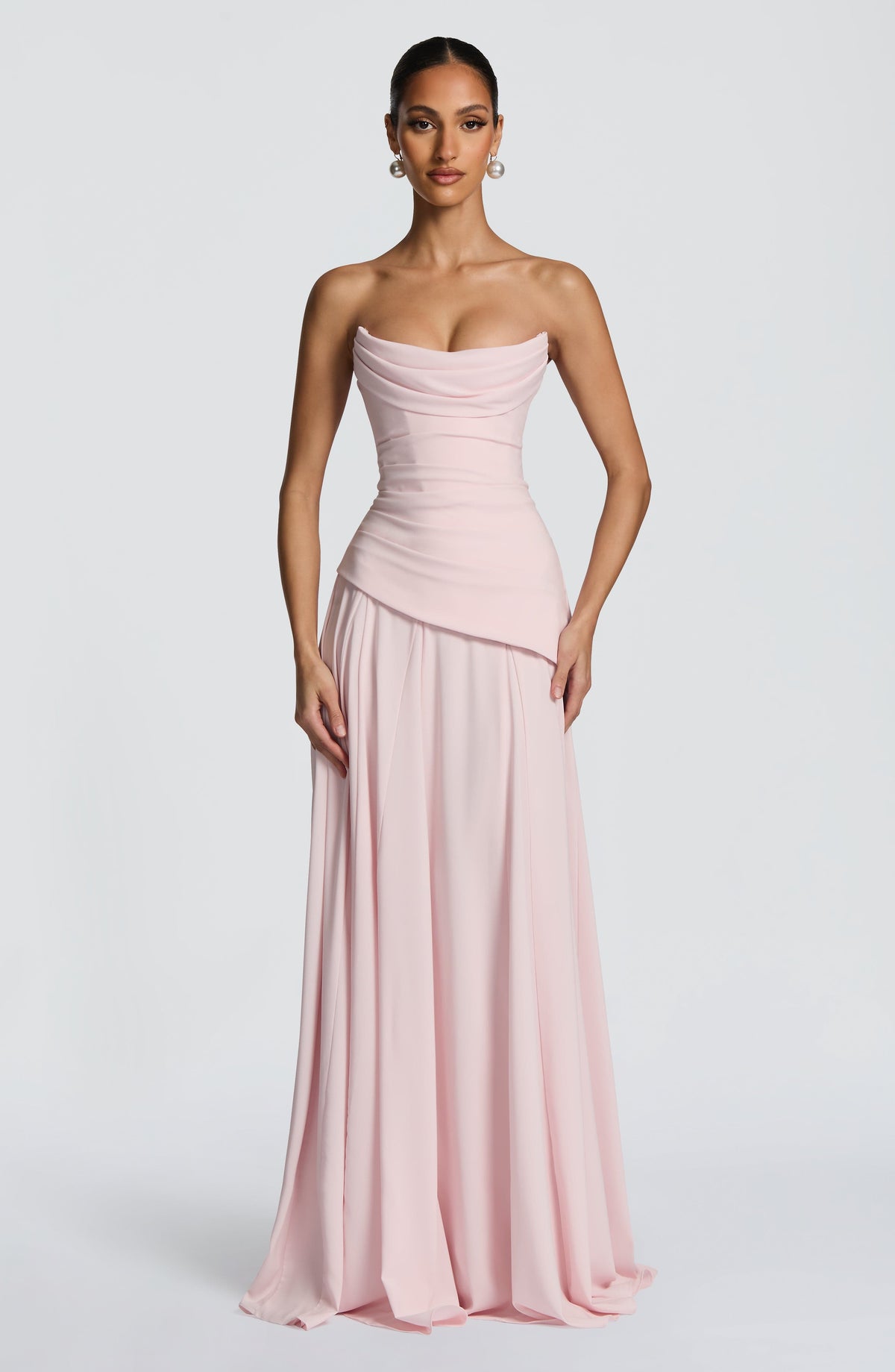 Patricia™ - Vestido Largo de Chifón Rosa