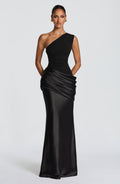 Sabina™ - Vestido Largo de Satén Negro