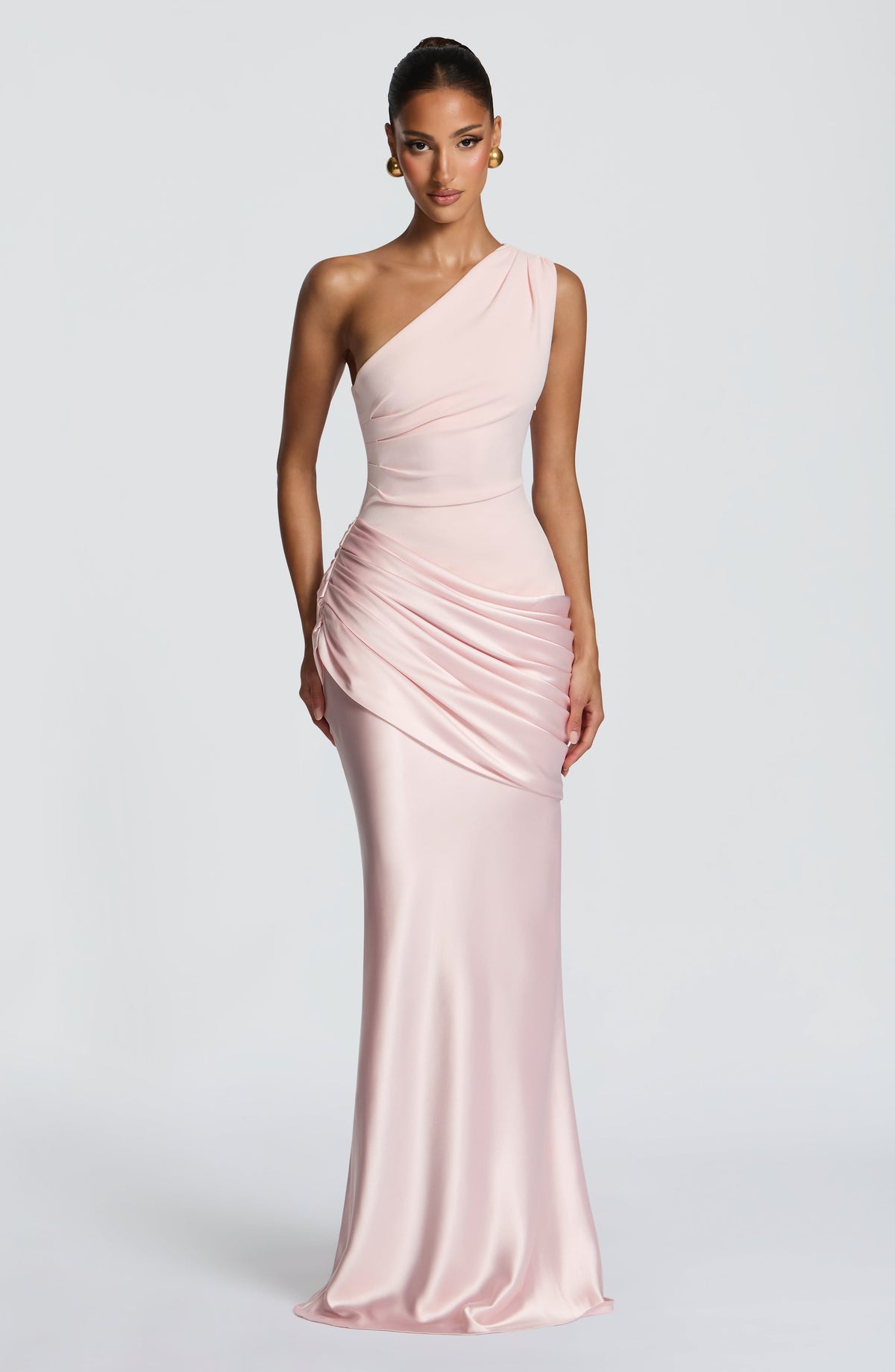 Sabina™ - Vestido Largo de Satén Rosa