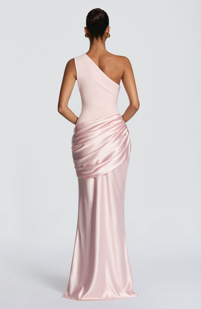 Sabina™ - Vestido Largo de Satén Rosa