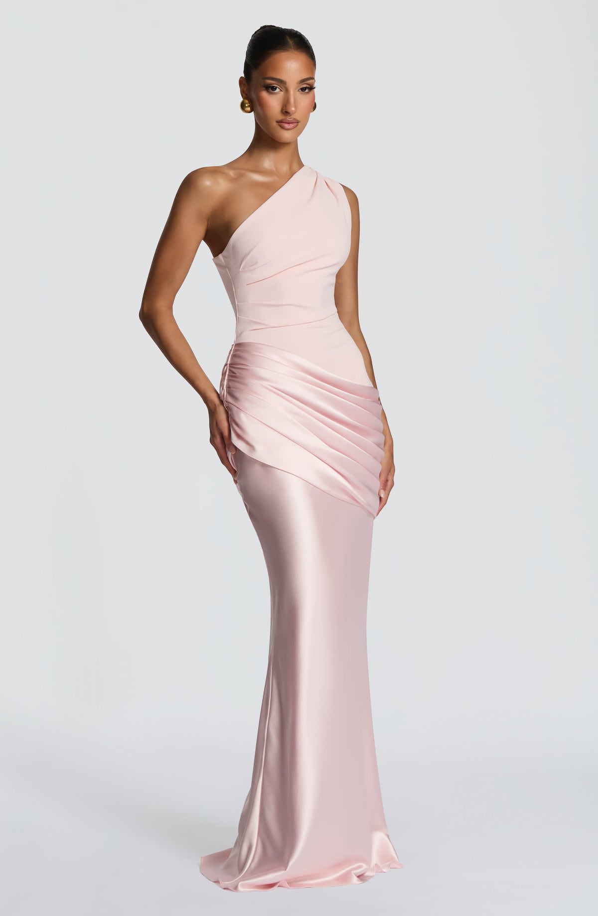 Sabina™ - Vestido Largo de Satén Rosa