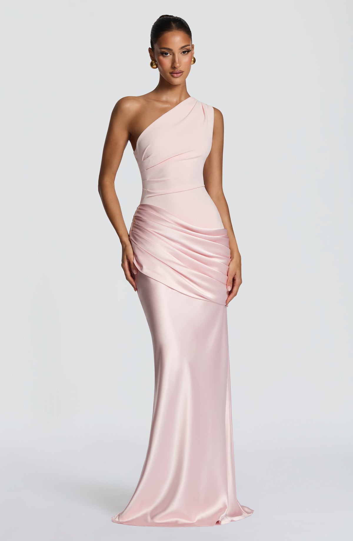 Sabina™ - Vestido Largo de Satén Rosa