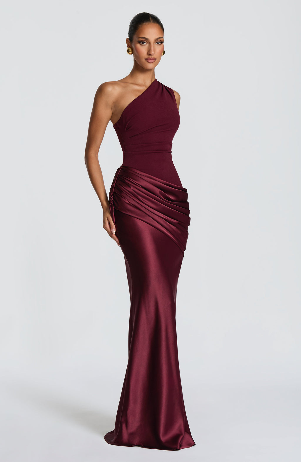 Sabina™ - Vestido Largo de Satén Cereza