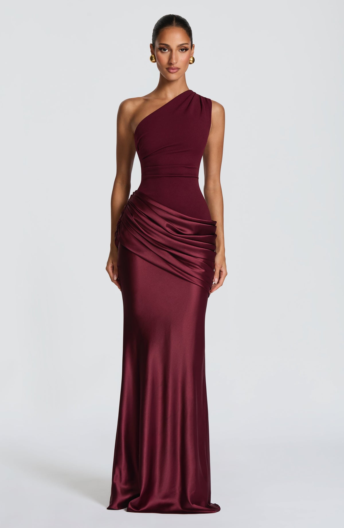 Sabina™ - Vestido Largo de Satén Cereza