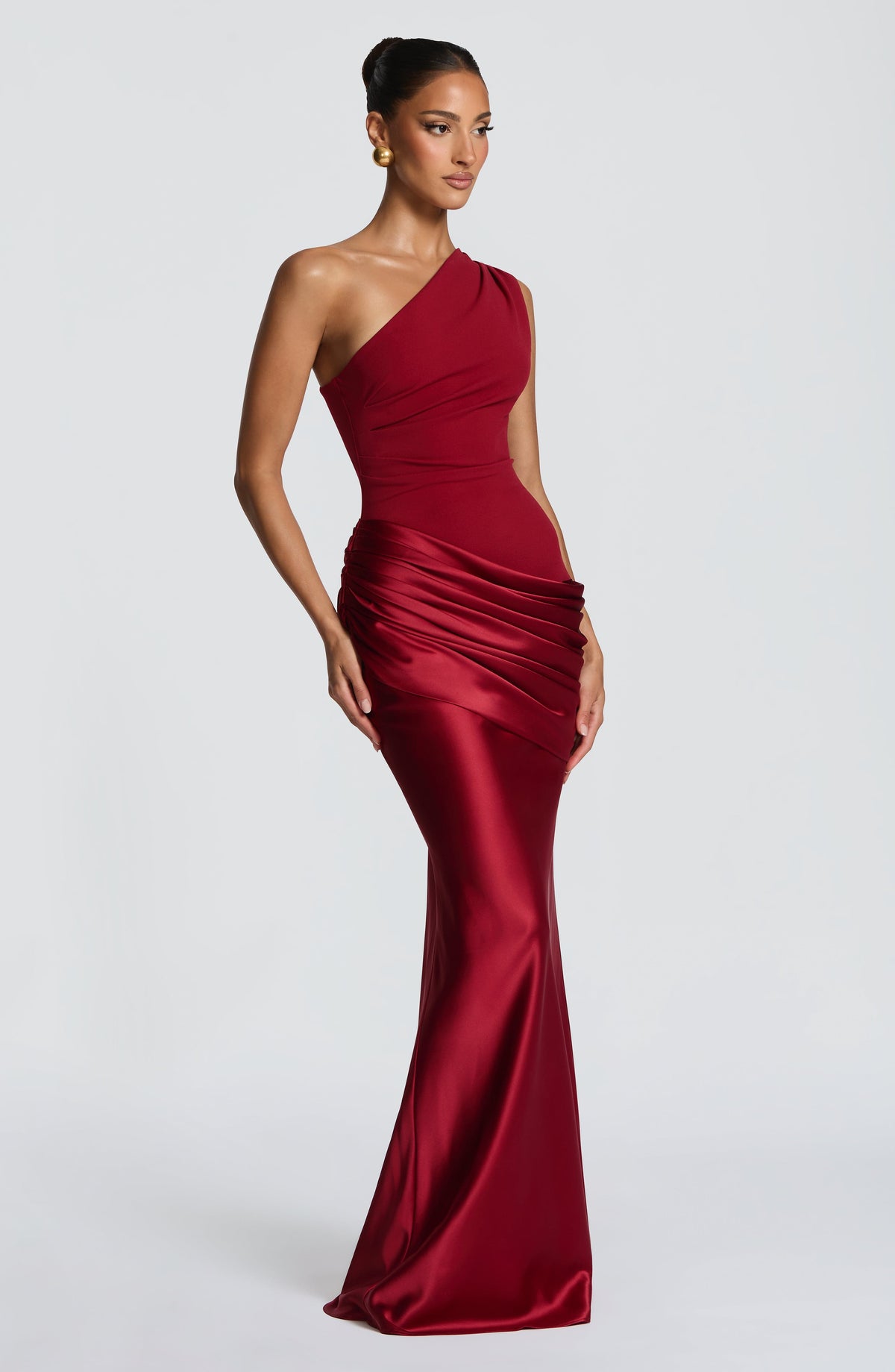 Sabina™ - Vestido Largo de Satén Rojo
