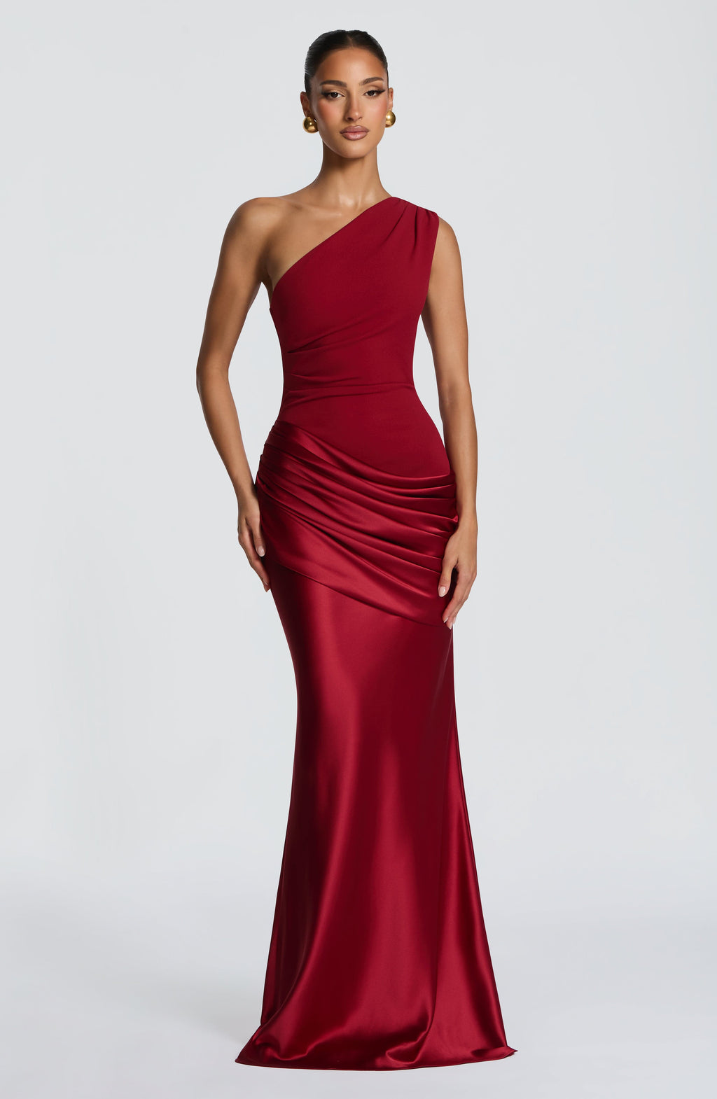 Sabina™ - Vestido Largo de Satén Rojo