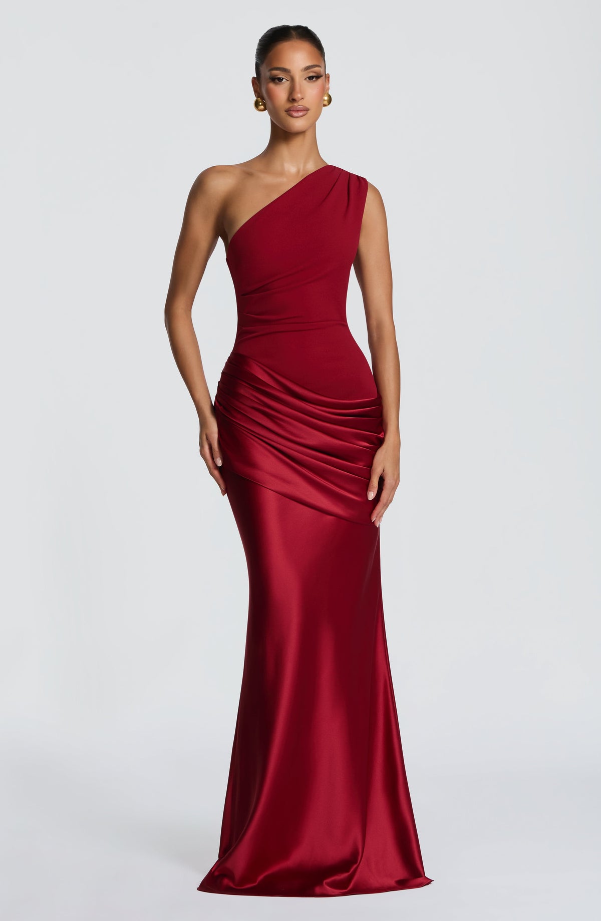 Sabina™ - Vestido Largo de Satén Rojo