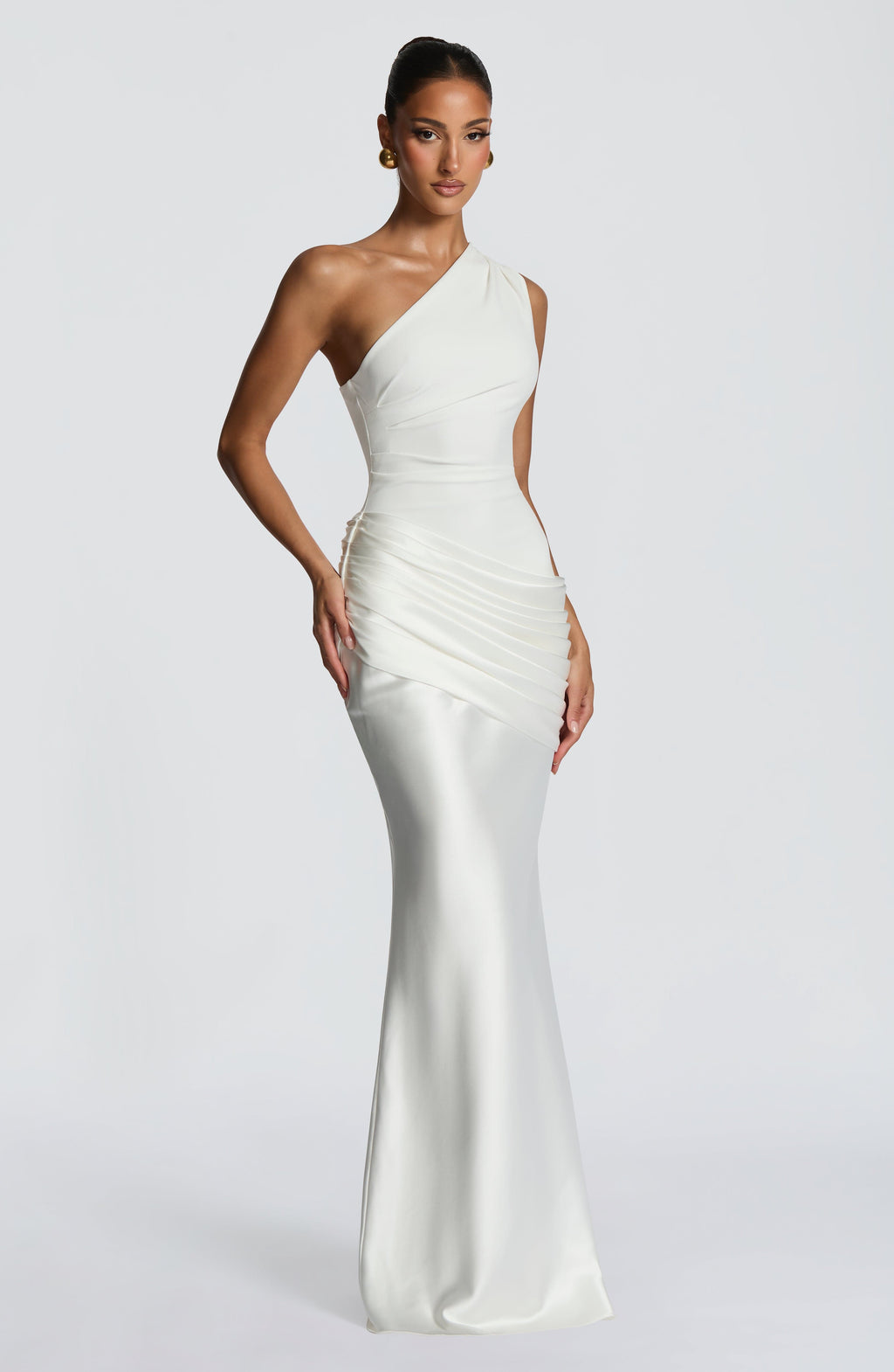 Sabina™ - Vestido Largo de Satén Marfil