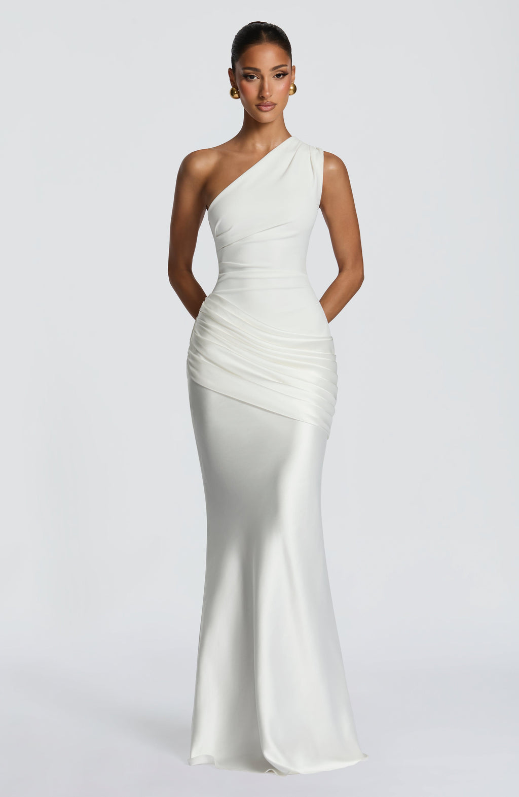 Sabina™ - Vestido Largo de Satén Marfil