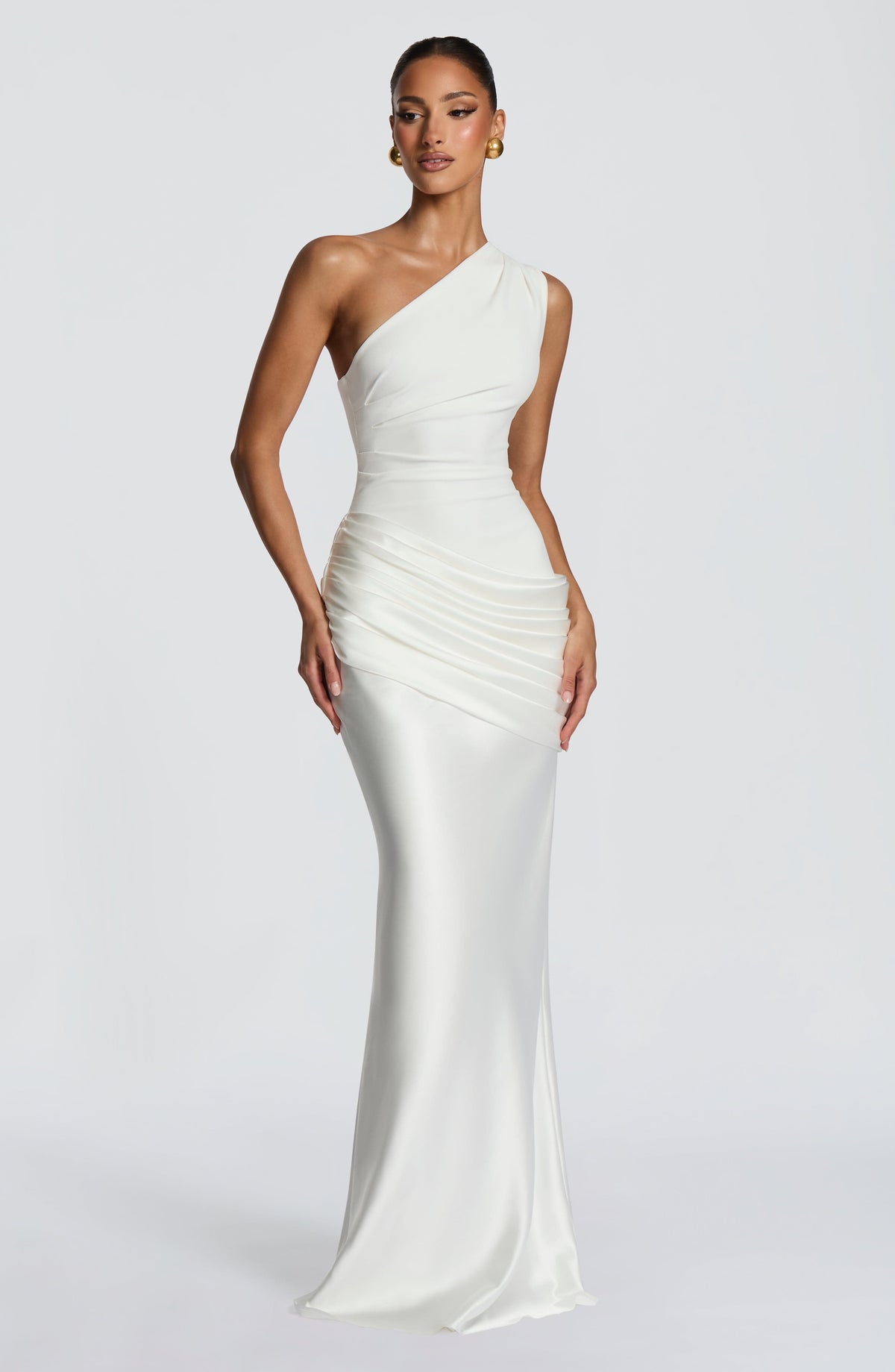 Sabina™ - Vestido Largo de Satén Marfil