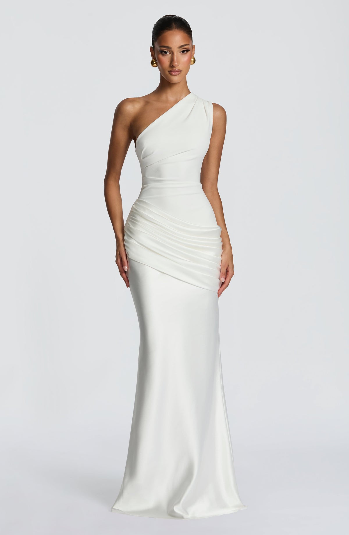 Sabina™ - Vestido Largo de Satén Marfil