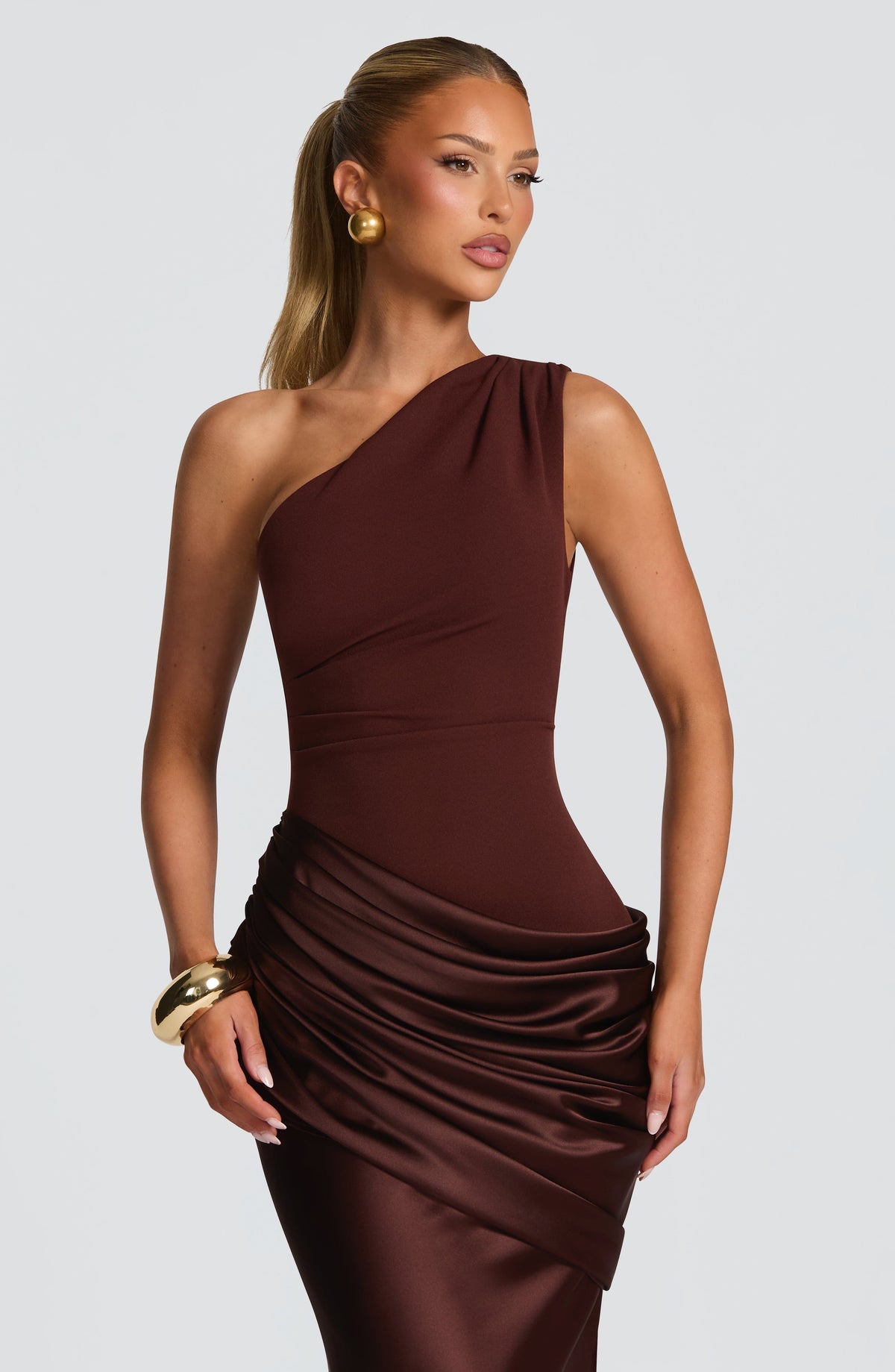 Sabina™ - Vestido Largo de Satén Ciruela