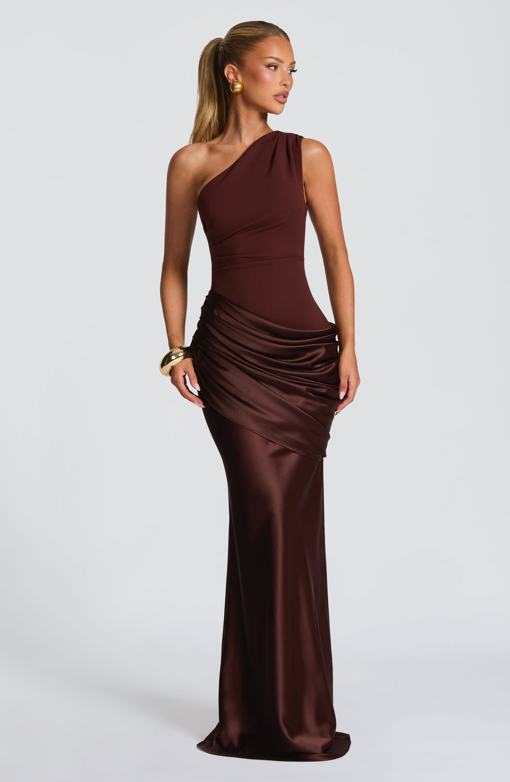 Sabina™ - Vestido Largo de Satén Ciruela