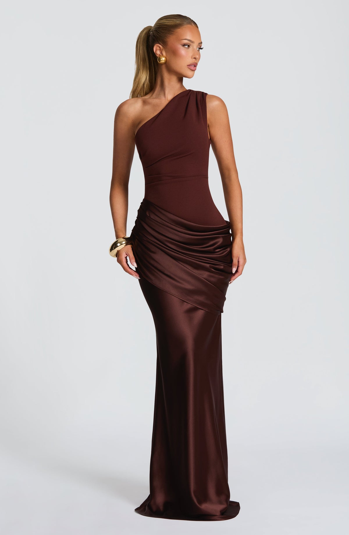 Sabina™ - Vestido Largo de Satén Ciruela