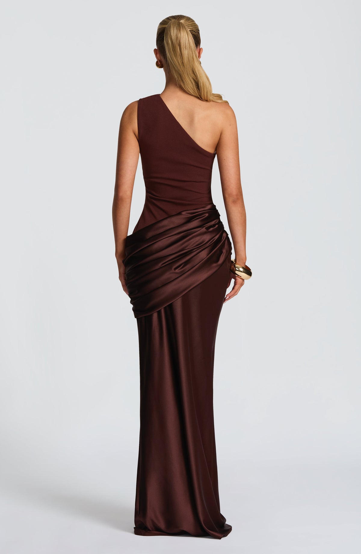Sabina™ - Vestido Largo de Satén Ciruela
