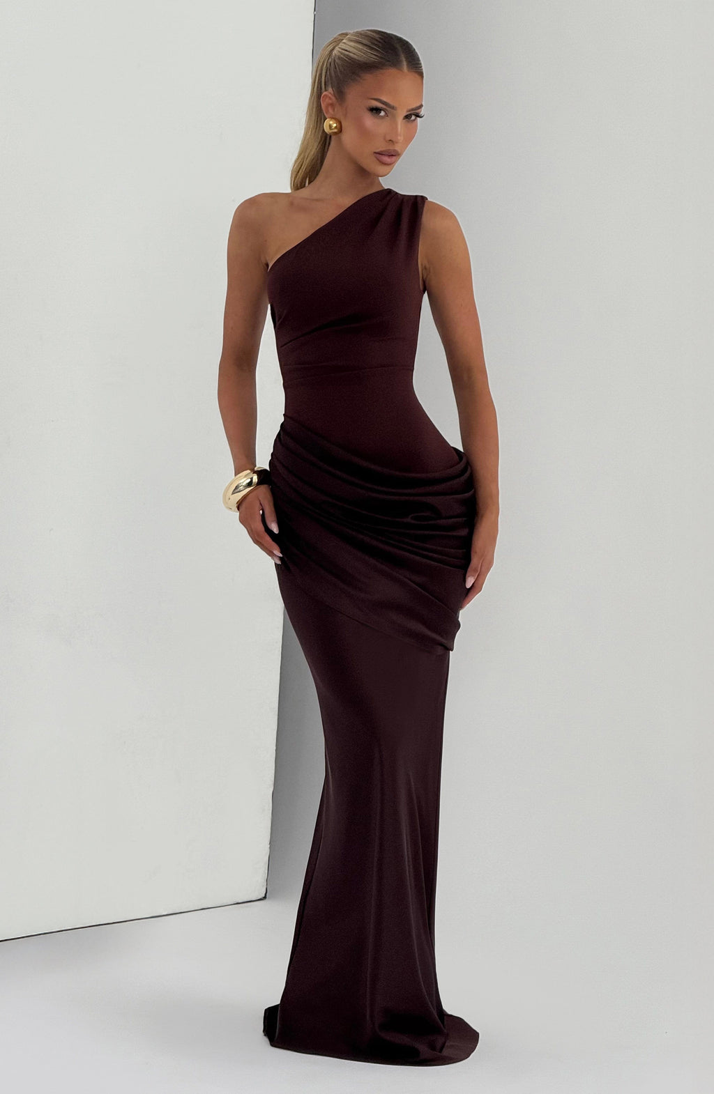 Sabina™ - Vestido Largo de Satén Ciruela
