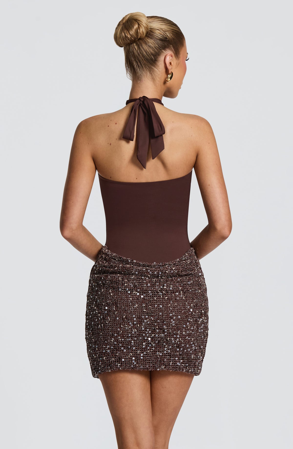 Andrea™ - Vestido Corto de Lentejuelas Ciruela