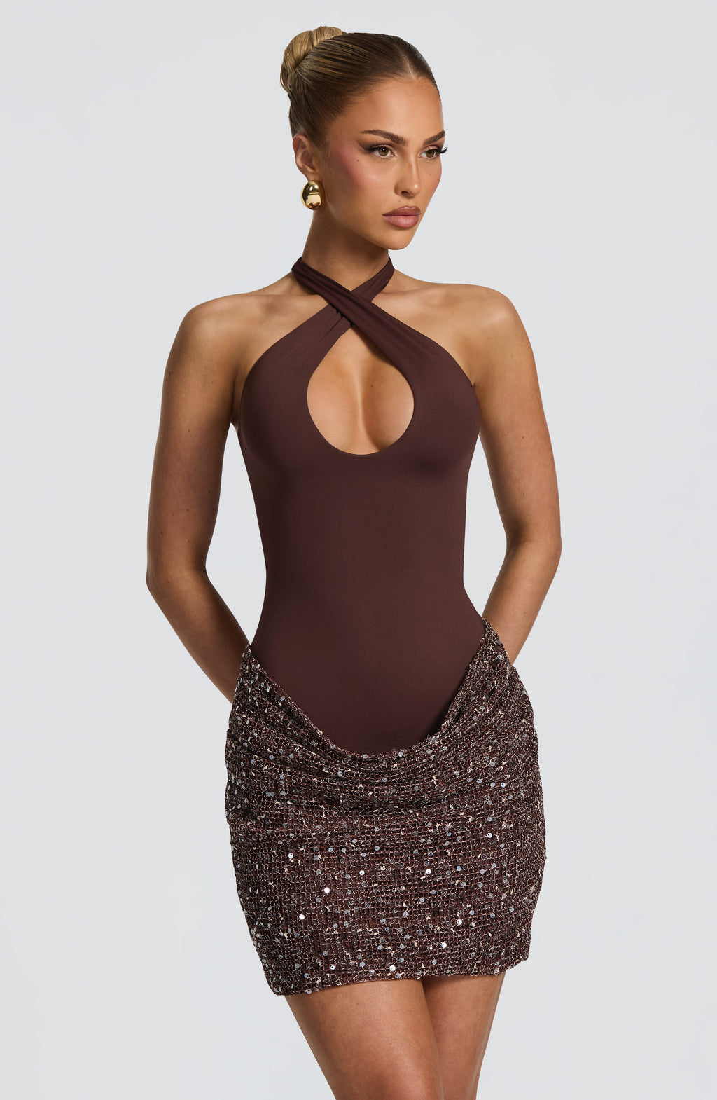 Andrea™ - Vestido Corto de Lentejuelas Ciruela