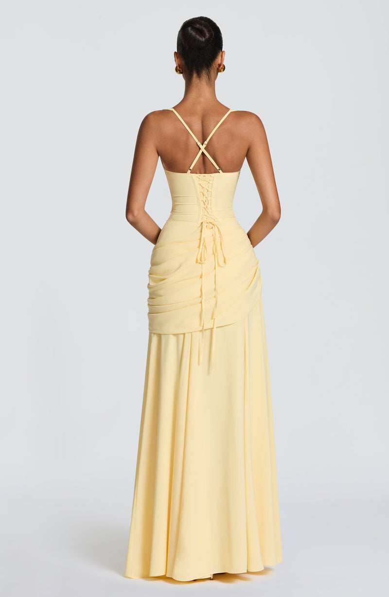 Sara™ - Vestido Largo de Chifón Limón