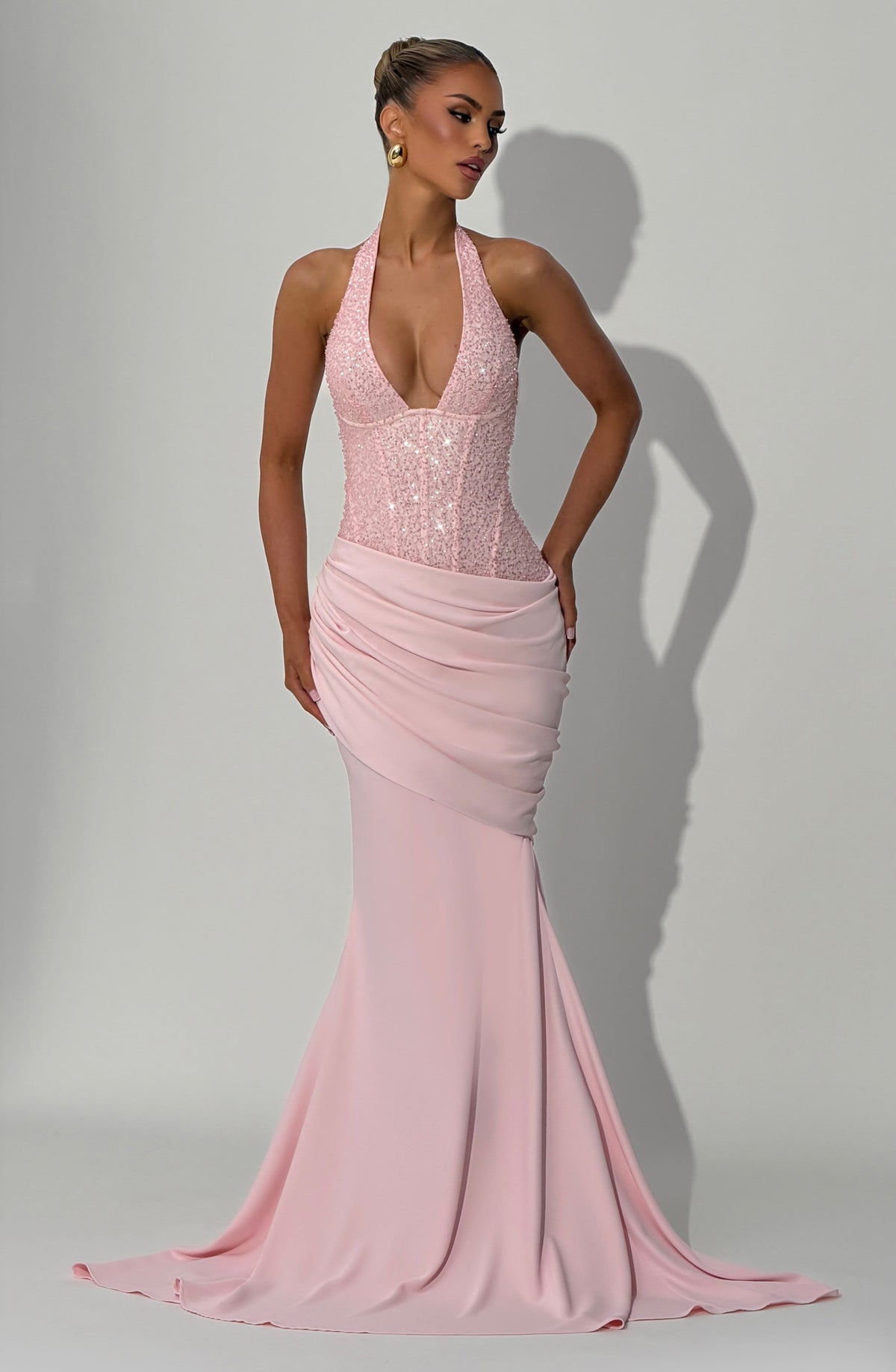 Talía™ - Vestido Largo de Gala Rosa