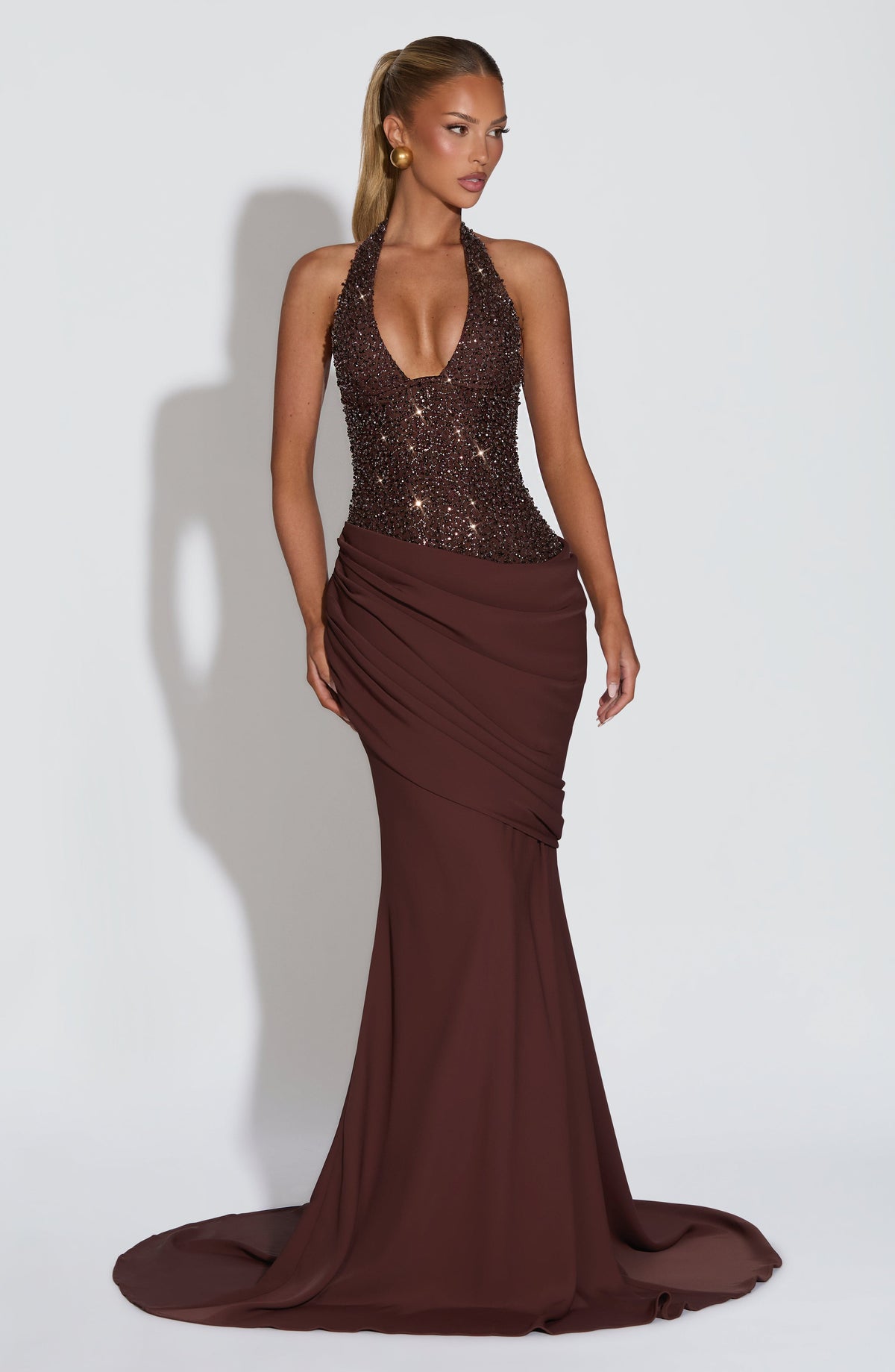Talía™ - Vestido Largo de Gala Ciruela