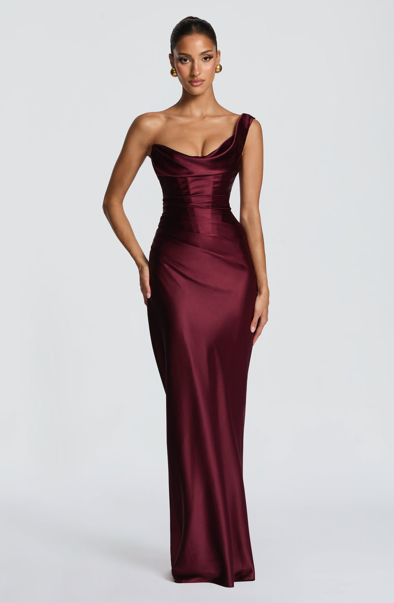 Talía™ - Vestido Largo al Bies Cereza