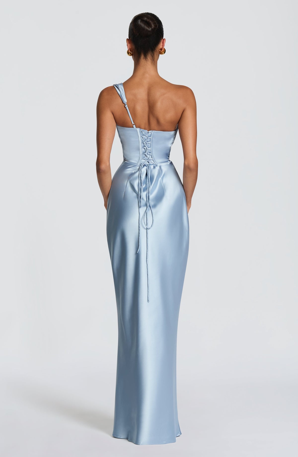Talía™ - Vestido Largo al Bies Azul Glaciar