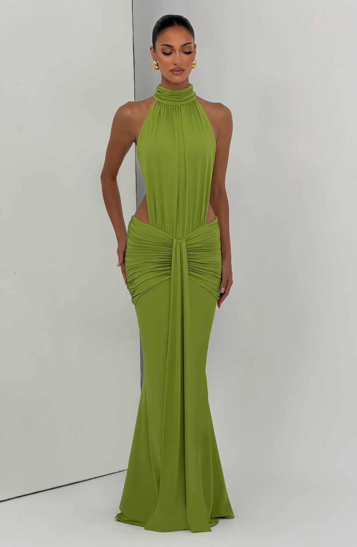 Teresa™ - Vestido Largo de Sirena Oliva