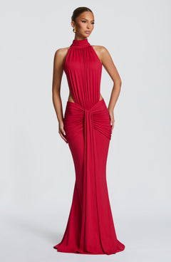 Teresa™ - Vestido Largo de Sirena Rojo