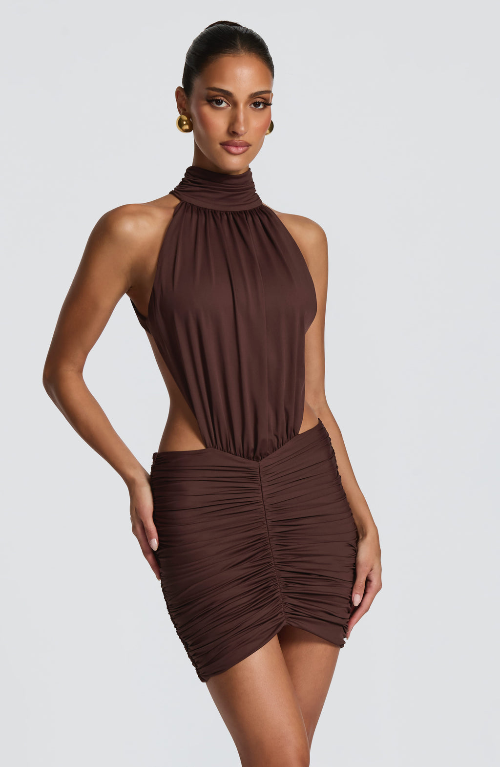 Teresa™ - Vestido Corto de Punto Ciruela
