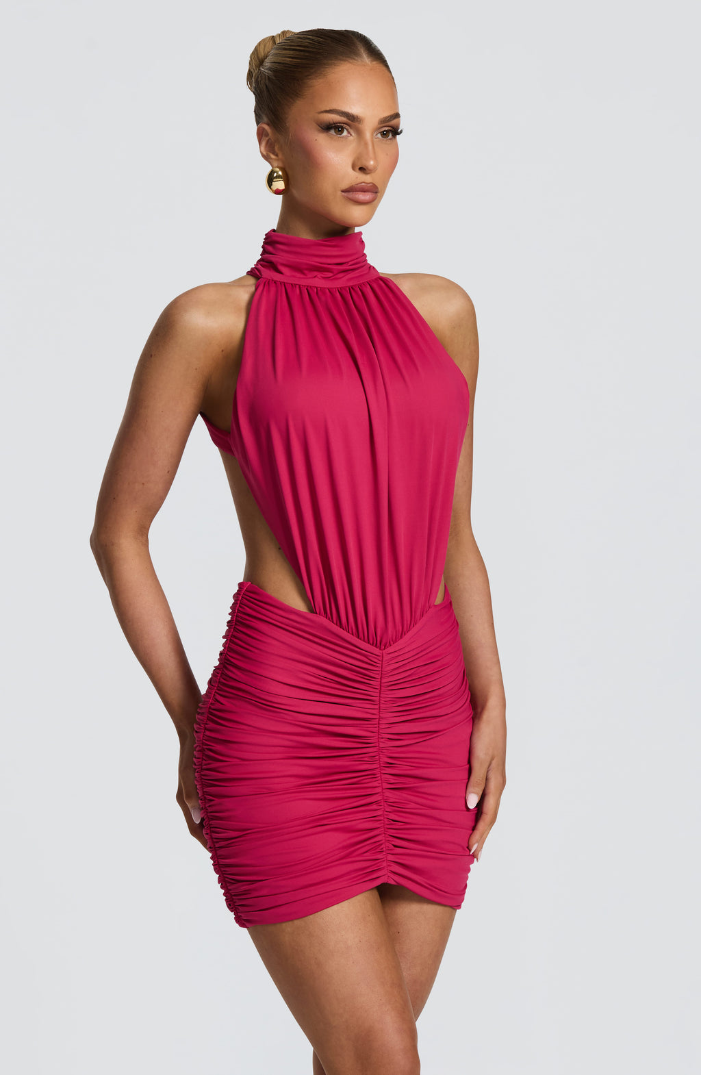 Teresa™ - Vestido Corto de Punto Frambuesa