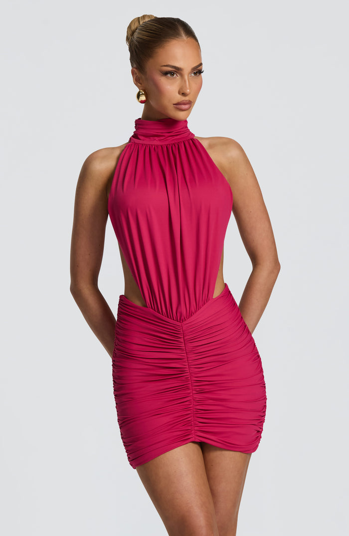 Teresa™ - Vestido Corto de Punto Frambuesa
