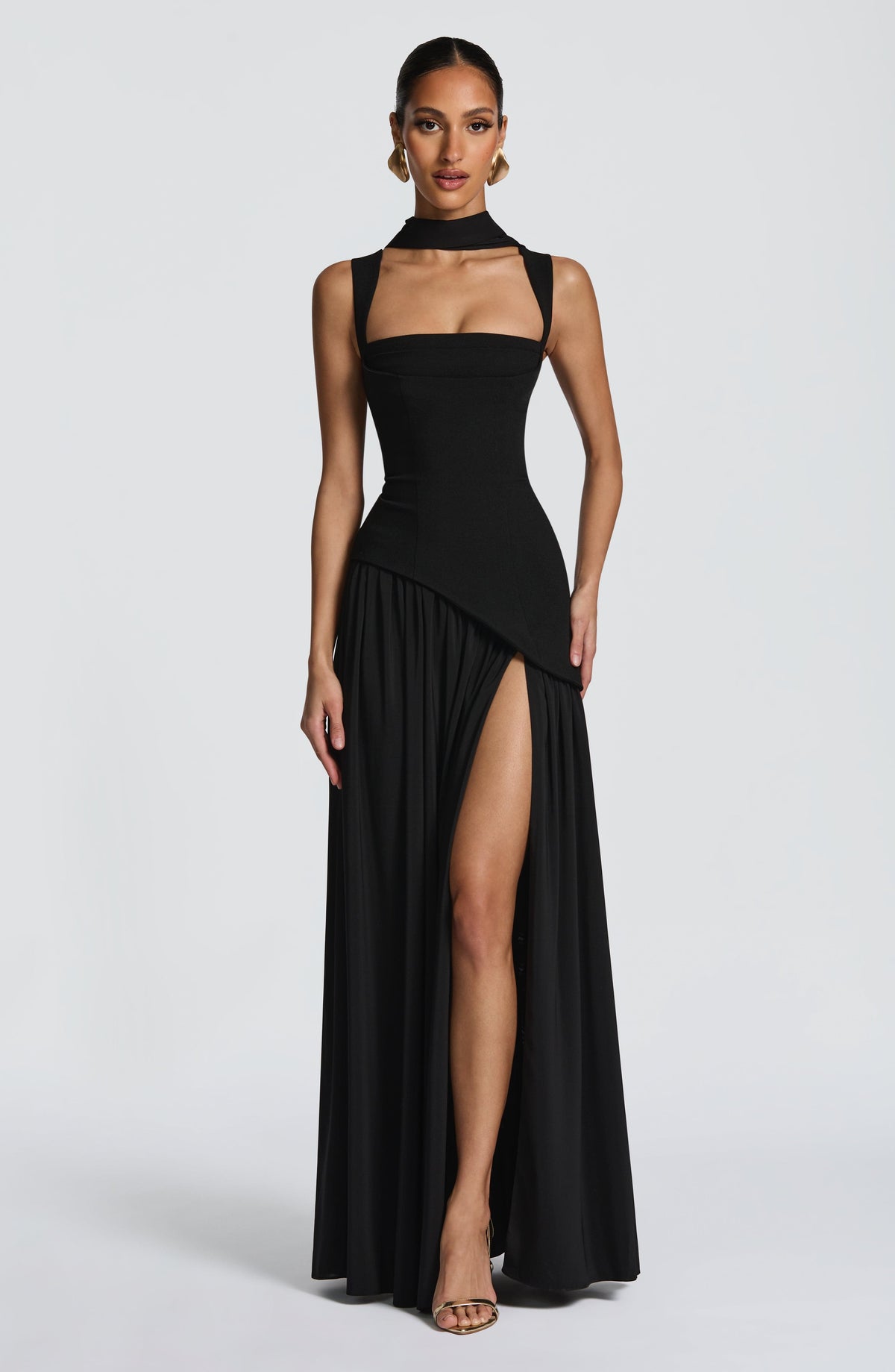Ainara™ - Vestido Largo de Crepé y Chifón