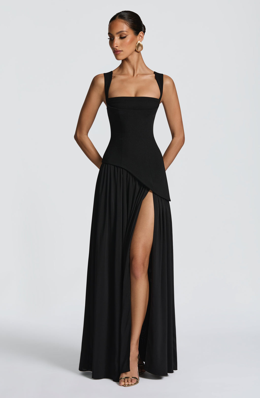 Ainara™ - Vestido Largo de Crepé y Chifón