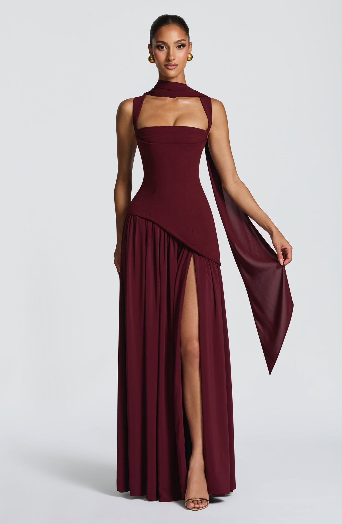 Ainara™ - Vestido Largo de Crepé y Chifón